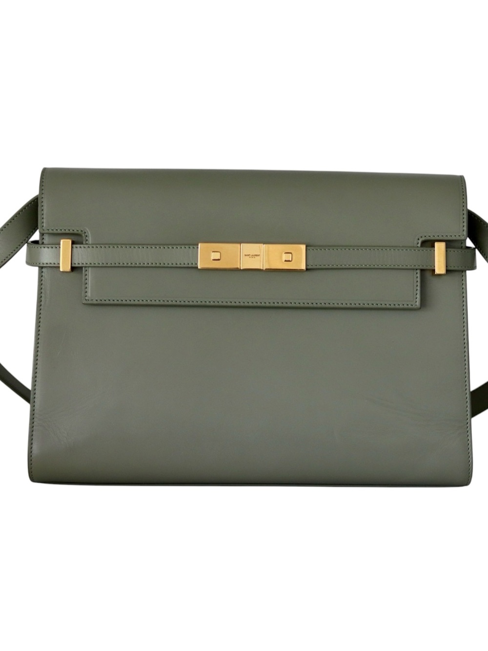 Saint Laurent Manhattan Shoulder Bag in Olive Green Leather